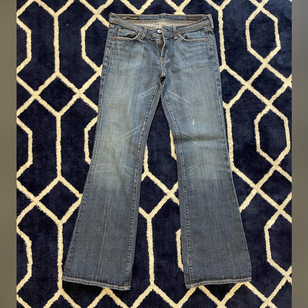 Citizens Of Humanity Jeans 31 Blue Ingrid Low Rise Flare Dark Wash Stretch Denim